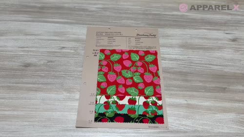 850593 オックス ストロベリーパーティ いちご畑[生地] VANCET