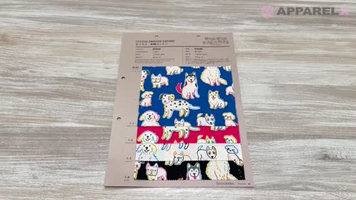 850608 オックス 未晒コットン イッヌパラダイス[生地] VANCET