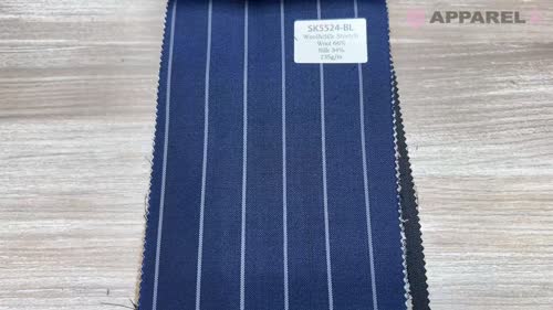 SK5524-BL 定番 国産 シルクウールストレッチ ストライプ ネイビー